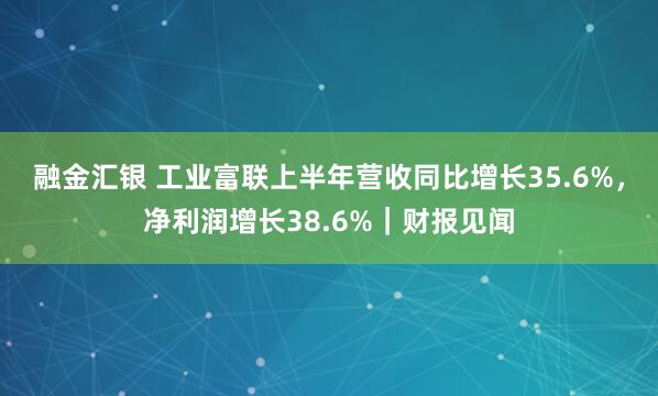 融金汇银 工业富联上半年营收同比增长35.6%，净利润增长38.6%｜财报见闻