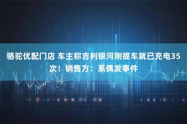 骆驼优配门店 车主称吉利银河刚提车就已充电35次！销售方：系偶发事件