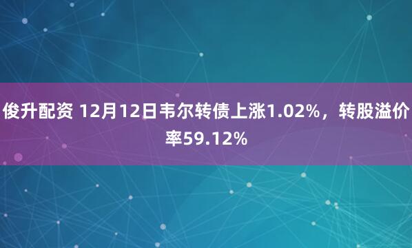 俊升配资 12月12日韦尔转债上涨1.02%，转股溢价率59.12%